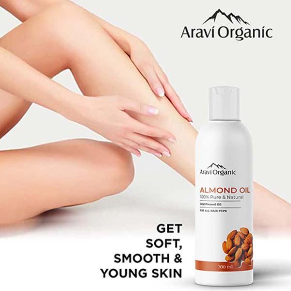 Aravi Organic 100% Pure and Natural Cold Pressed Almond Carrier Hair Oil 200 ml - Hair Oils