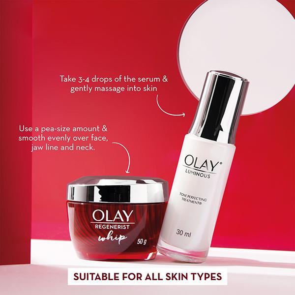 Olay Regenerist Whip UV 50ml and Luminous tone perfecting Hydrating Essence 30ml 2's - Face Moisturizers
