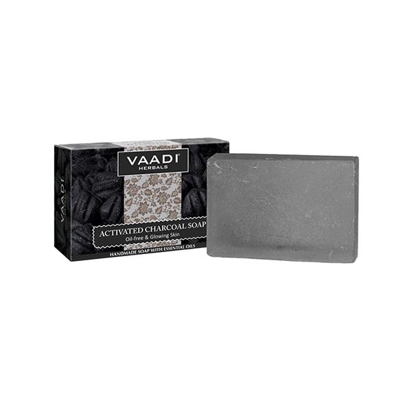 Netmeds | Vaadi Herbals Handmade Soap With Essential Oils - Activated Charcoal Oil Free & Glowing Skin 75gm