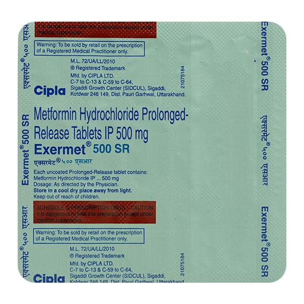 EXERMET SR 500 Tablet 15's - Diabetes-Ant