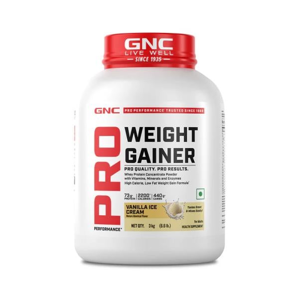 Netmeds | GNC Pro Performance Weight Gainer Powder - Vanilla Ice Cream Flavour 3 kg