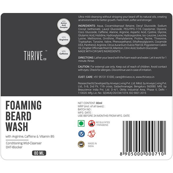 ThriveCo Foaming Beard Wash To Reduce Shedding 80 ml - Beard Wash