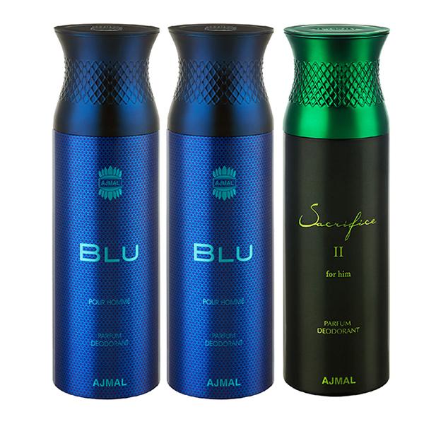 Ajmal Blu Blu Sacrifice II Deodorant Spray (Pack of 3) 200 ml - Perfumes (Edt/Edp)