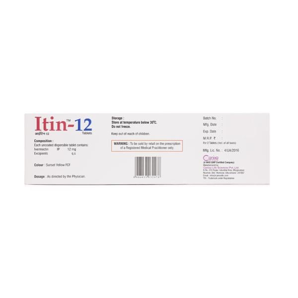 Itin 12mg Tablet 2'S - Parasitic Worms-Ant