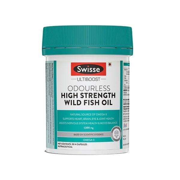 Netmeds | Swisse Ultiboost Odourless High Strength Wild Fish Oil 1500 mg Capsule 90's