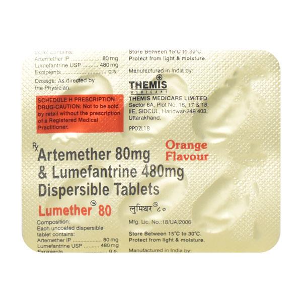 LUMETHER 80 ORANGE FLAVOUR Dispersible Tablet 6's - Malarial
