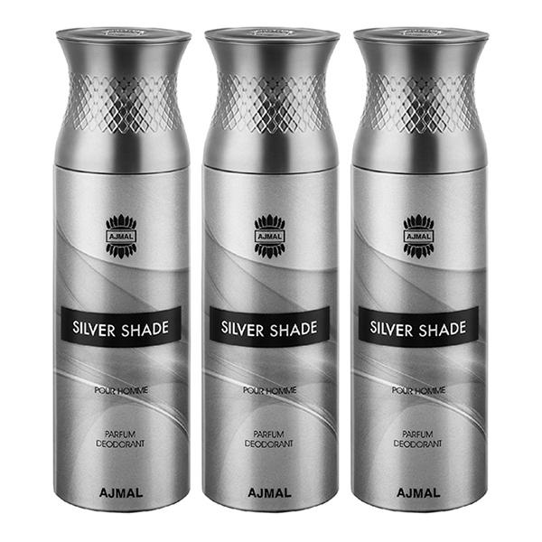 Ajmal Silver Shade Deodorant Spray - For Men (Pack Of 3) 200 ml - Men Perfumes (Edt/Edp)