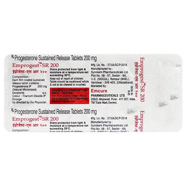 EMPROGEST SR 200mg Tablet 10's - Hormonal Therapy-Oes