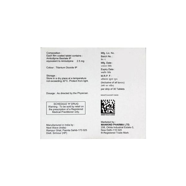 Amlokind 2.5mg Tablet 30'S - Hypertension-Cal