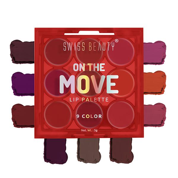 Swiss Beauty On The Move Lip Palette 9 Color - (Bold Shade) 5gm - Lipsticks