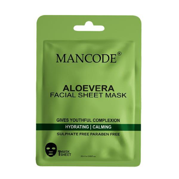 Netmeds | Mancode Aloe Vera Facial Sheet Mask For All Skin Types 25 gm