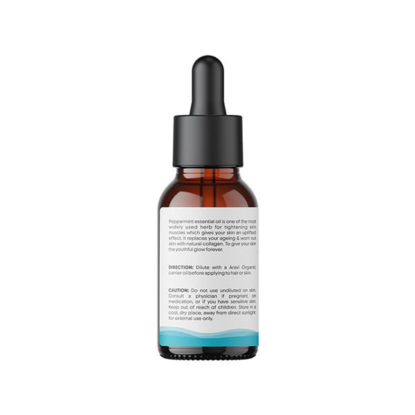 Aravi Organic Peppermint Essential Oil 100% Pure Oil for Diffuser 15 ml - Essential Oils