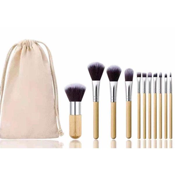 Netmeds | Bronson Professional Super Soft bristles HD finish Bamboo 11 pc makeup brush set with pouch 1's