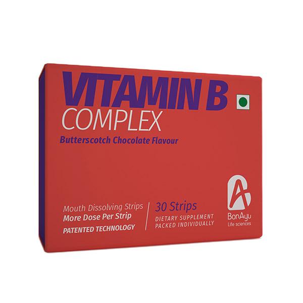 Netmeds | BonAyu Vitamin B Complex Mouth Dissolving Strips - Butterscotch Chocolate 30's