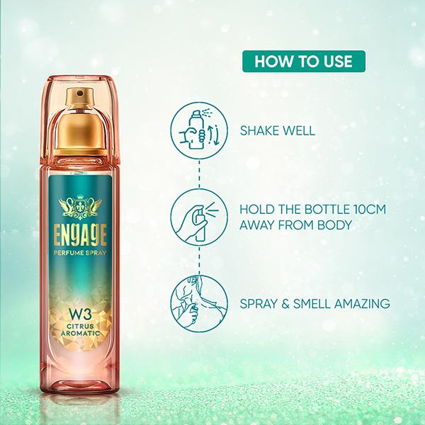 Engage Women Perfume Spray W3 Can 120 ml - Women Perfumes (Edt/Edp)