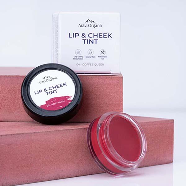 Aravi Organic Long Lasting Matte Finish Lip and Cheek Tint For Lips, Eyelid and Cheek - Rosy Rush 8 gm - Blushes