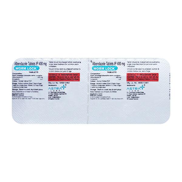 WORM LOCK 400 Tablet 1's - Parasitic Worms-Ant