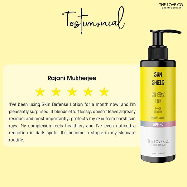 The Love Co. Skin Defense Sunscreen Lotion SPF 40 PA++ UVA/UVB Protection 100 ml - Body Sunscreen