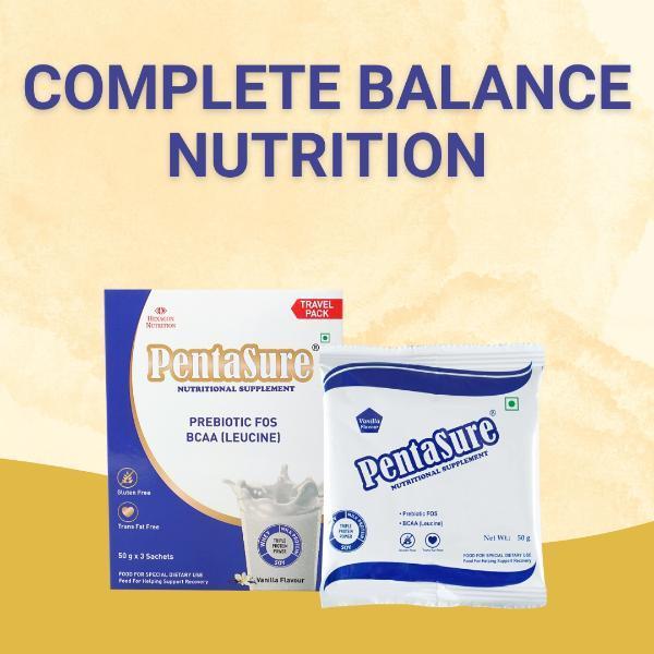 PentaSure Nutritional Supplement Powder - Vanilla Flavour (Travel Pack Sachet of 3 x 50 gm) - Daily Health Drinks