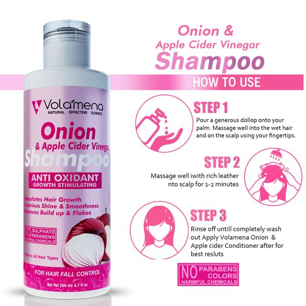 Volamena Shampoo - Onion & Apple Cider Vinegar 200 ml - Shampoos