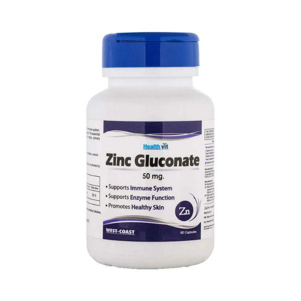 Healthvit Zinc Gluconate 50mg- Capsules 60's - Calcium And Minerals