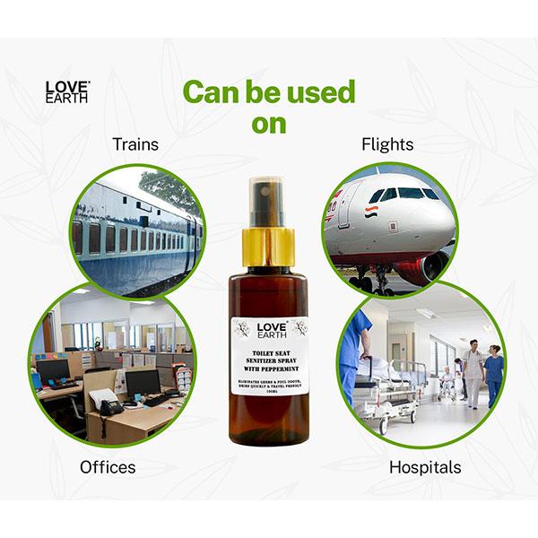 Love Earth Toilet Seat Sanitizer Spray with Peppermint, Eliminates Germs & Foul Odour 100 ml (N) - Toilet Seat Sanitizer