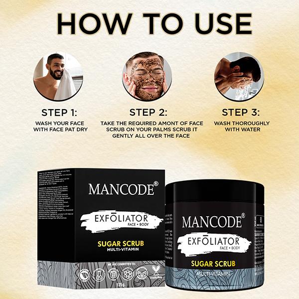Mancode Multi Vitamin Sugar Face and Body Scrub 125 gm - Scrubs & Exfoliants