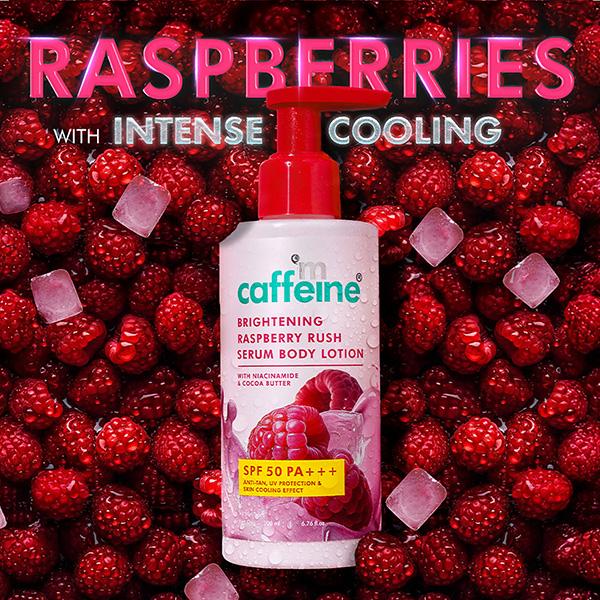 mCaffeine Brightening SPF 50 PA+++ Body Sunscreen Lotion - Instant Cooling, Non-Sticky, De-Tan Lotion 200 ml - Face Moisturizers