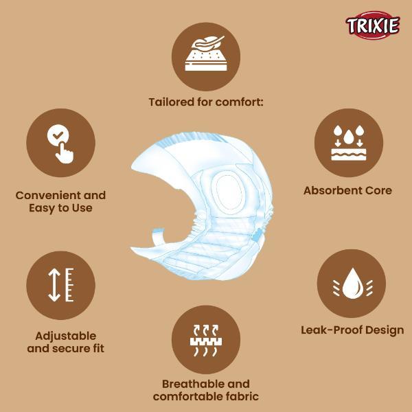 Trixie Diapers For Female Dogs M to L (36 to 52 cm) 12's - Pet accessories