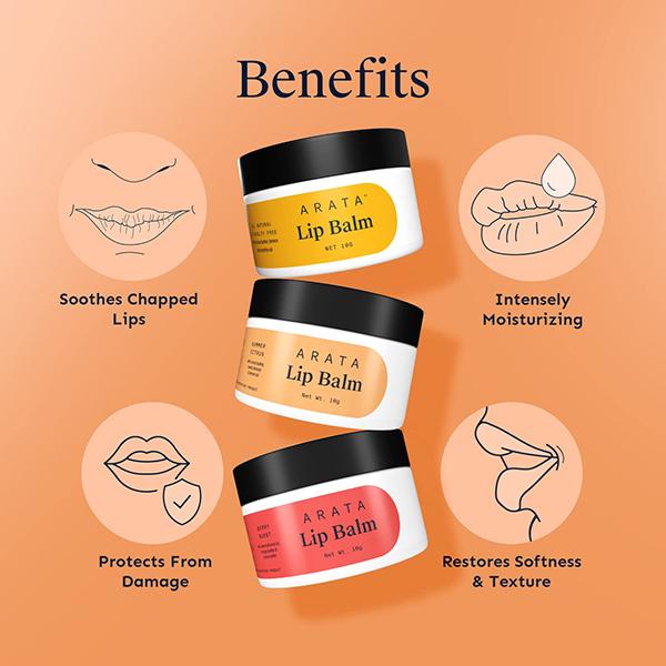 Arata Moisturizing Lip Care Trio for Dry Lips 30gm - Hair Gels & Waxes