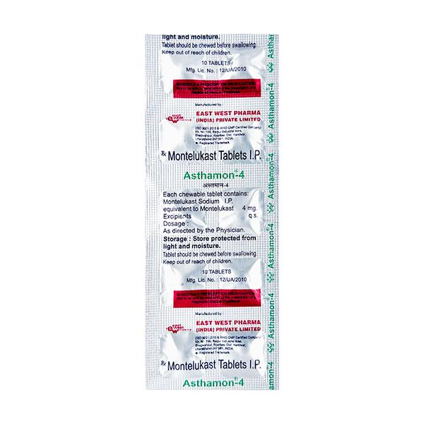 Asthamon 4mg Tablet 10'S - Asthma/COPD-Ast