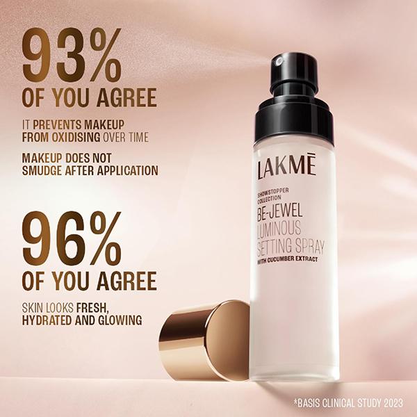 Lakme Be-Jewel Luminous Setting Spray, Weightless Mist, Up to 16 Hours Lock in 100 ml - Setting Spray