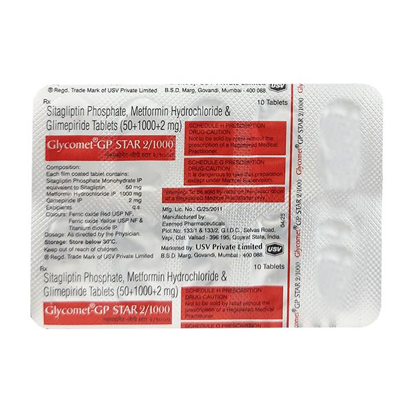 Netmeds | GLYCOMET GP STAR 2/1000 Tablet 10's