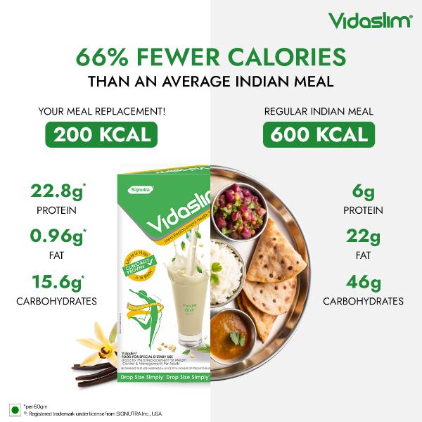 Vidaslim Meal Replacement Protein Health Shake Powder - Vanilla Elixir (Refill Pack) 500 g - Weight Loss