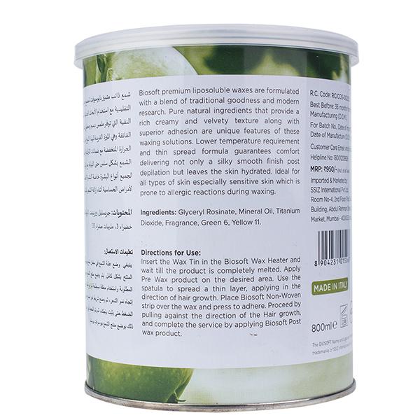 Biosoft Green Apple Cream Wax Liposoluble Wax 800 ml - Shaving & Hair Removal