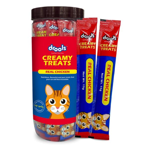 Netmeds | Drools Creamy cat Treats - Real Chicken (Pack Of 25 x 15gm) 1's
