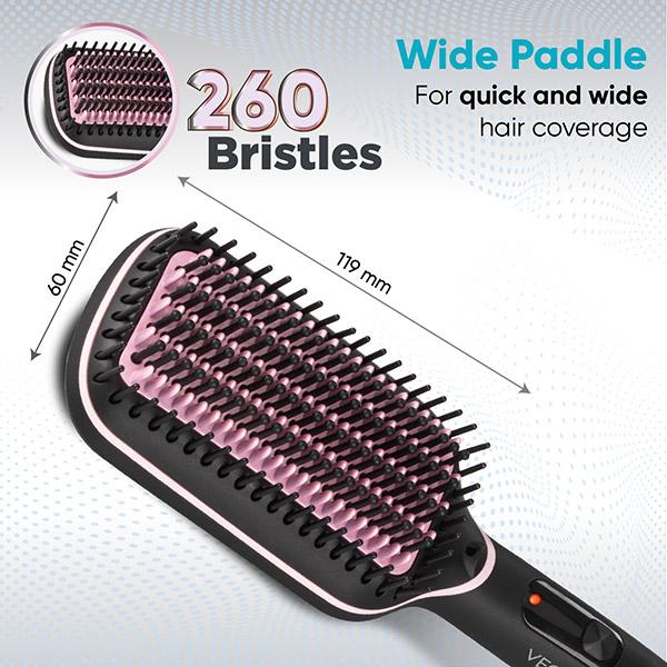Vega Litstyle L2 Straightener Brush for Women with Smart Memory Function, Quick Heat-Up (VHSB-07) 513 gm - Straighteners