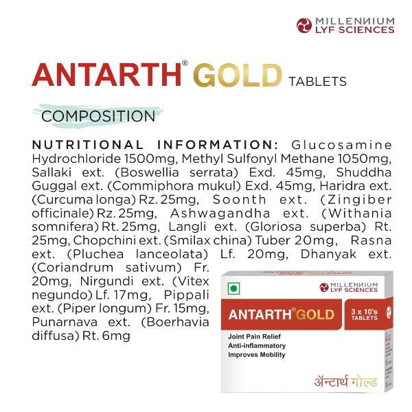 Millennium Lyf Sciences Antarth Gold Antarth Gold Tablets (Pack of 3 x 10's) - Pure Herbs