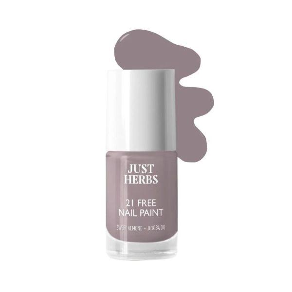 Netmeds | Just Herbs Nail Polish 21 Chemical Free Formula, Quick Dry, Glossy, Charcoal Grey 6 ml