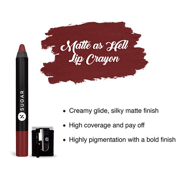 Sugar Cosmetics Matte As Hell Crayon Lipstick 15 Stephanie Plum 2.5 gm - Lip Crayons