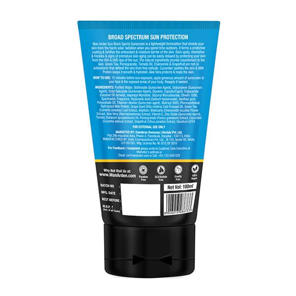 Man Arden SPF 50 SunBlock Sports Sunscreen 100 ml - Face Sunscreen