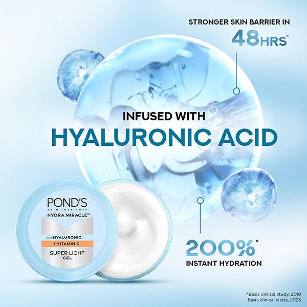 Pond's Hydra Miracle Super Light Gel with Hyaluronic Acid & Vitamin C 200 gm - Face Moisturizers