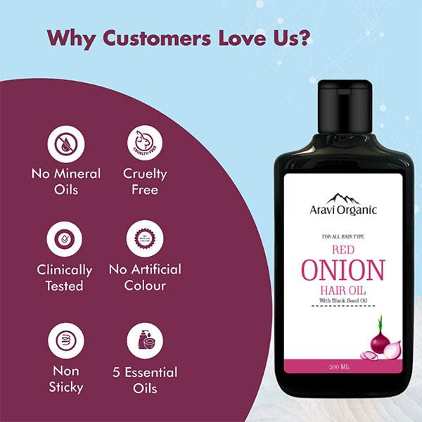 Aravi Organic Hair Growth Hair Oil with Onion Oil 200 ml - Hair Oils