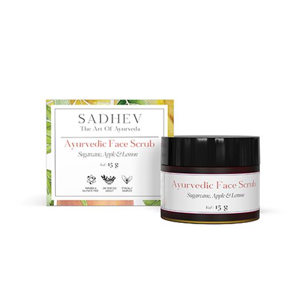 Sadhev Ayurvedic Face Scrub with Sugarcane, Apple, and Lemon 15 gm - Face Scrubs