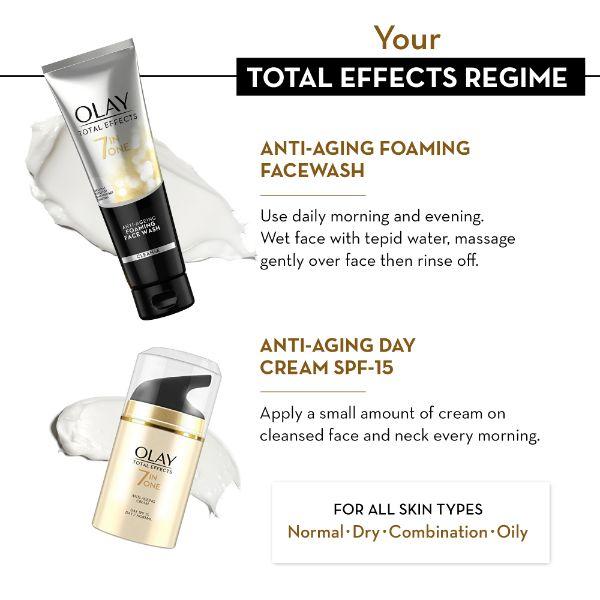 Olay Total Effects Day Anti-Aging Moisturiser (Spf 15) + Cleanser, 50G +100G 2's - Scrubs & Exfoliants
