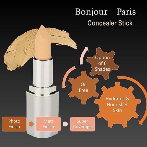 Bonjour Paris Oil - Free Concealer Cum Pan Stick for Face ,Natural Skin 4.2 gm - Concealer