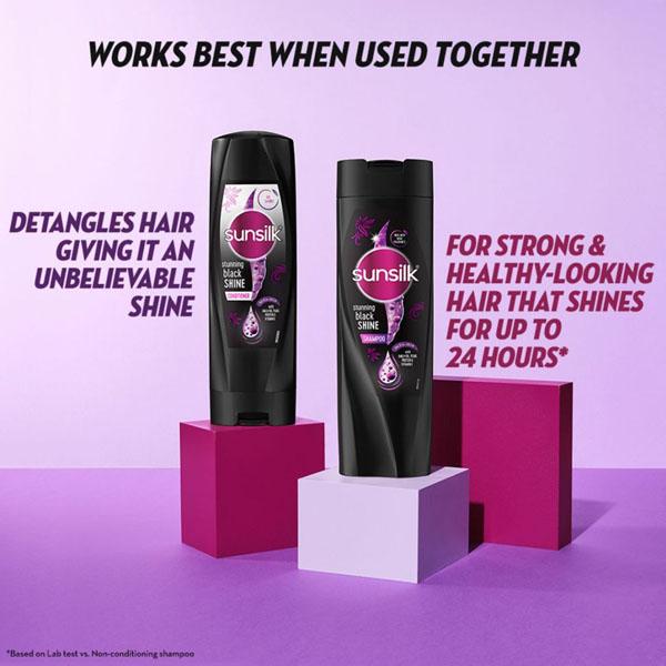 Sunsilk Stunning Black Shine Shampoo with A mla + Oil, Pearl Protein & Vitamin E 1000 ml - Shampoos