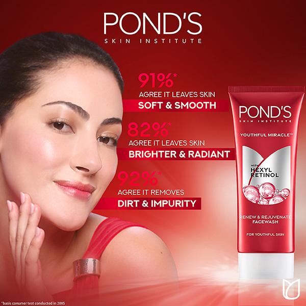 Pond's Youthful Miracle Hexyl Retinol, Renew and Rejuvenate Facewash 100 gm - Face Wash & Cleansers