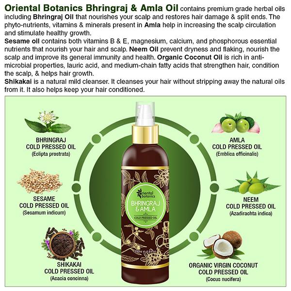 Oriental Botanics Bhringraj & Amla Cold pressed Oil 200 ml - Massage Oils