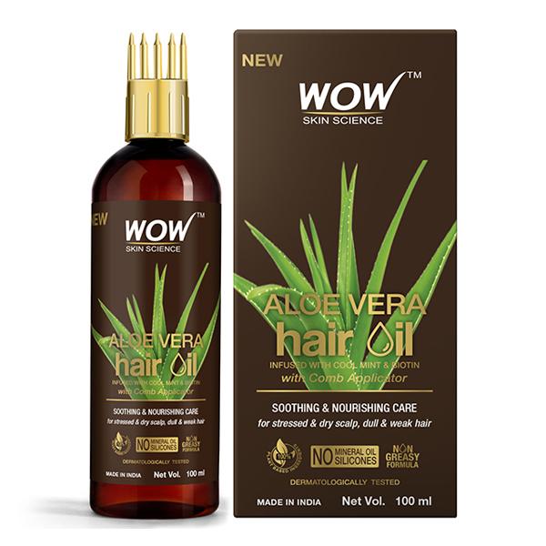 WOW Skin Science Aloe Vera Hair Oil - with Comb Applicator 100 ml - Hair Oils